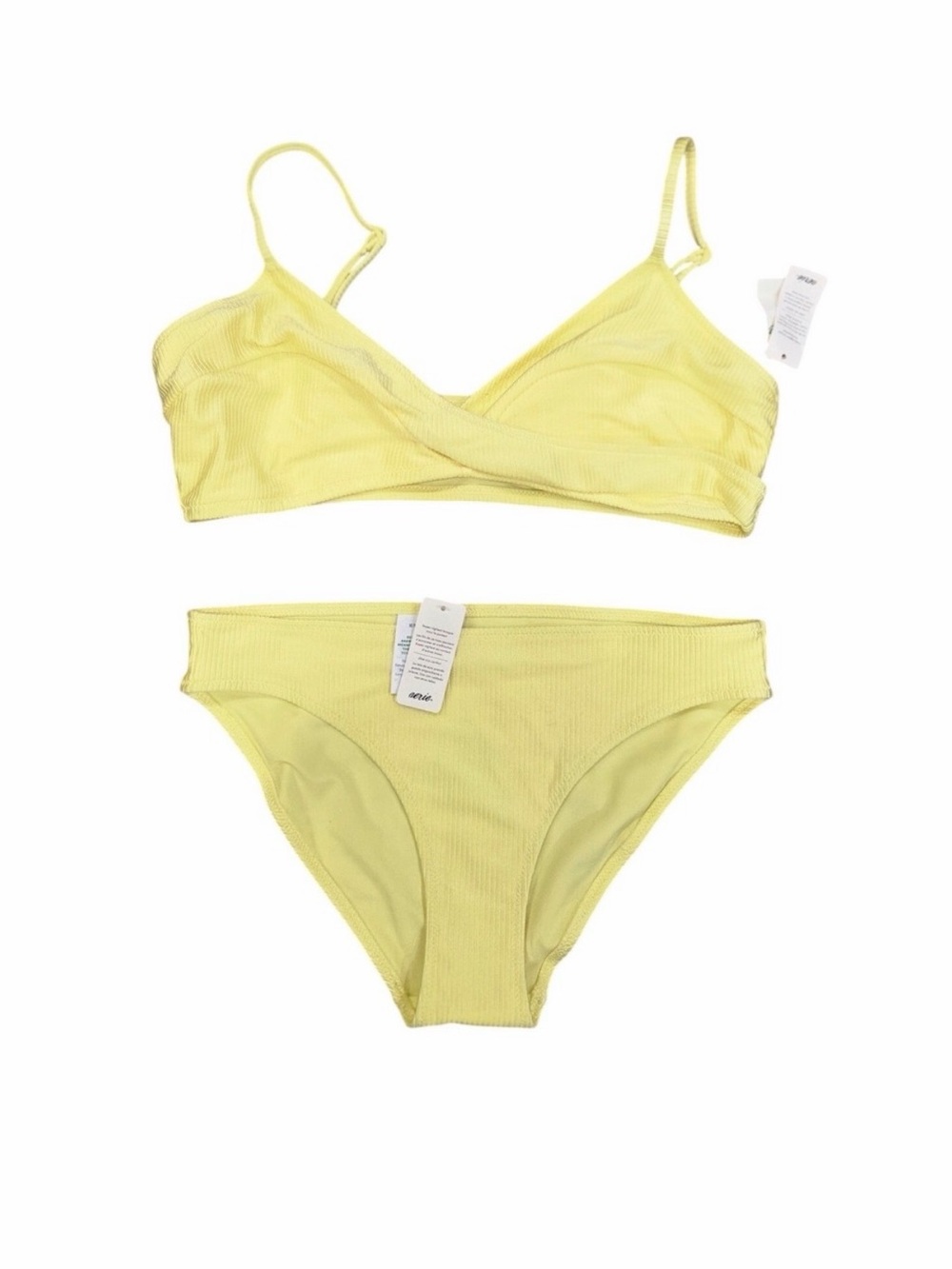 Aerie ribbed shine yellow bikini medium nwt